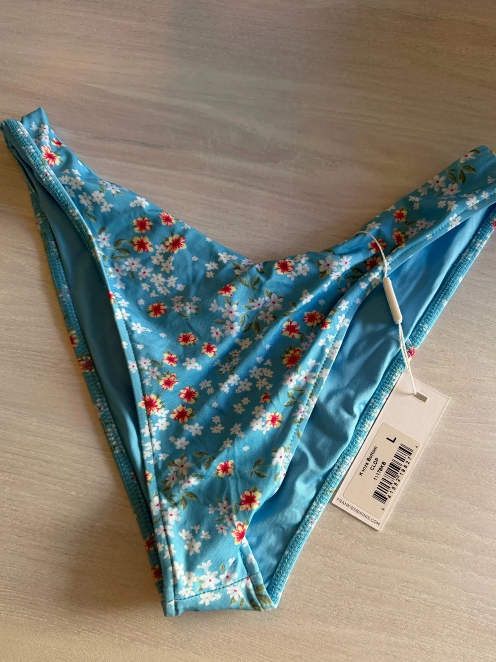 Frankies Bikinis Floral Bikini Bottom - blue calico print NWT